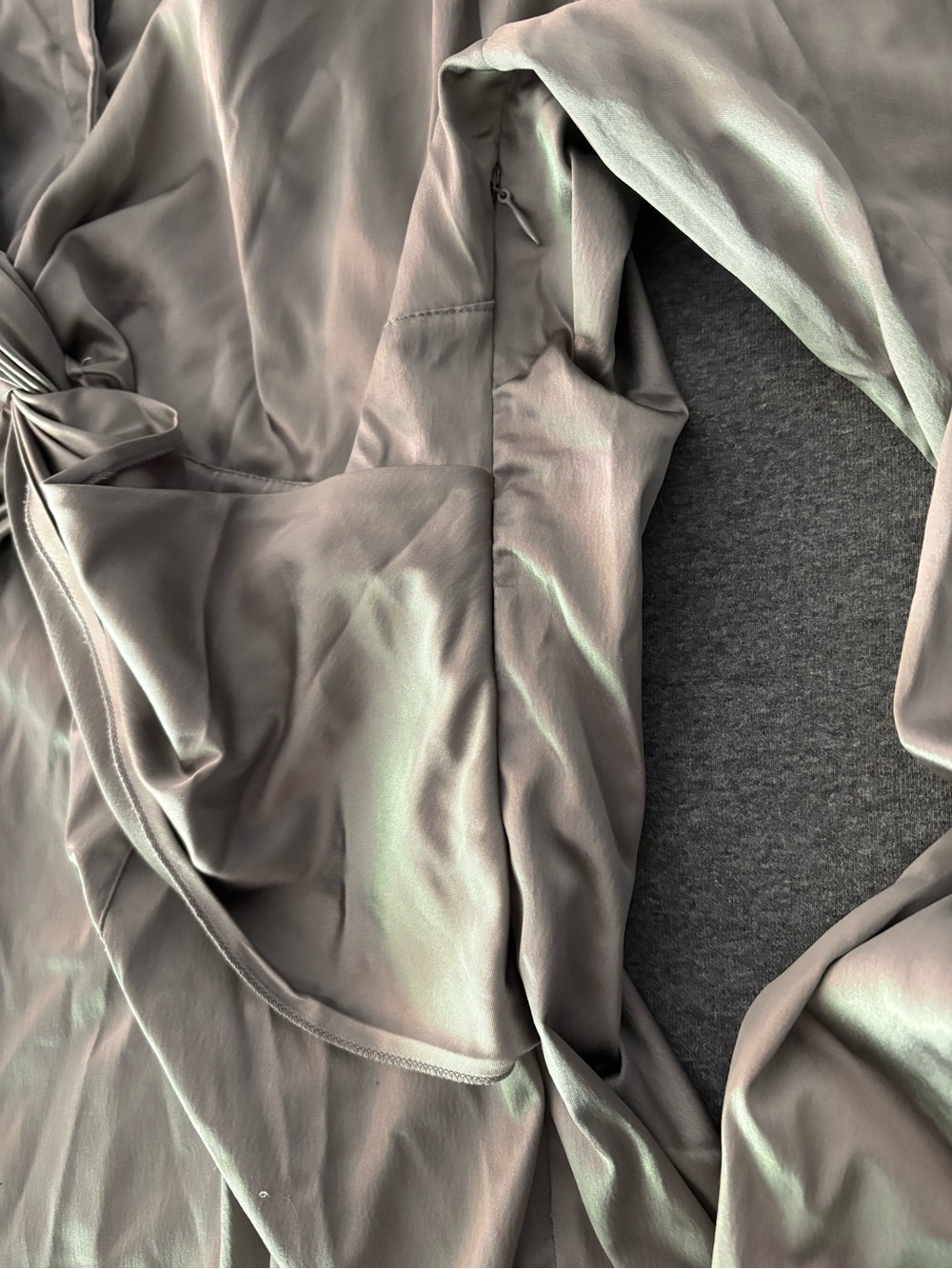 New York & Company Silver Satin Knot-Front Button Down Blouse - Picture 8 of 9